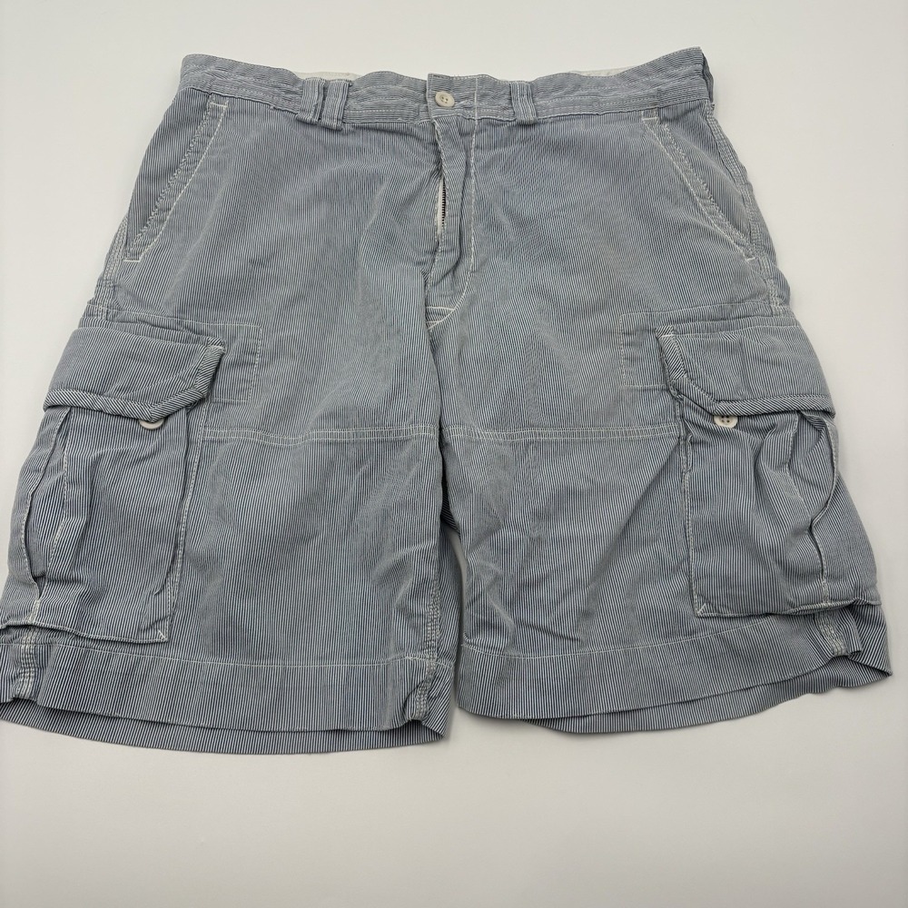 Polo Ralph‎ Lauren Men's Pinstripe Cargo Shorts Blue White Cotton Size 36